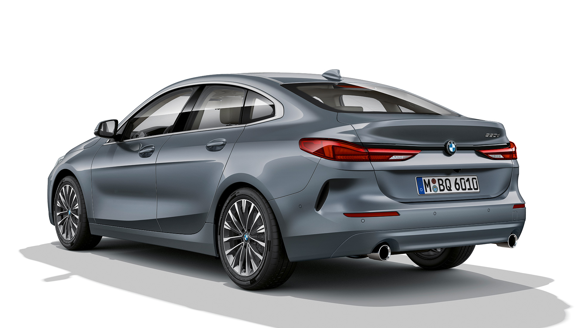 Llantas de aleación ligera de 17 pulgadas nuevo BMW Serie 2 Gran Coupé Acabado Luxury Llantas de aleación ligera de 17 pulgadas nuevo BMW Serie 2 Gran Coupé Acabado Luxury Storm Bay metalizadoF44, vista de tres cuartos del lateral