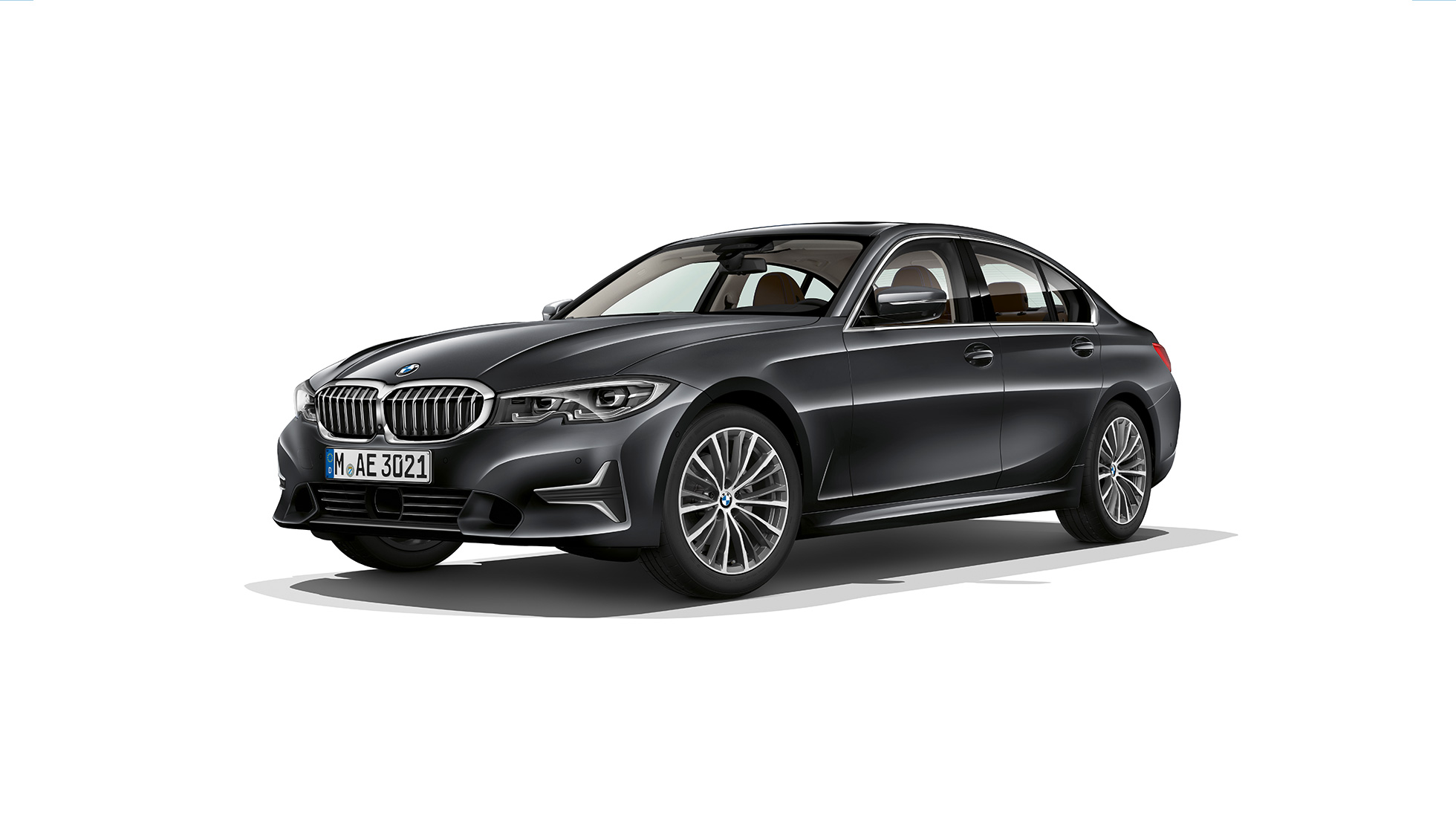 BMW Serie 3 Sedán, Modelo Luxury Line. Toma fija lateral del BMW Serie 3 Sedán como Modelo Luxury Line.