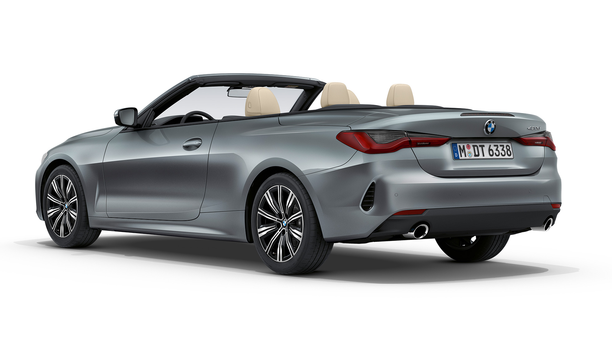 Zaga BMW Serie 4 Convertible, equipamiento de serie G23 2020 BMW Serie 4 Convertible G23 2020, equipamiento de serie, Bluestone metalizado, vista de tres cuartos de la zaga