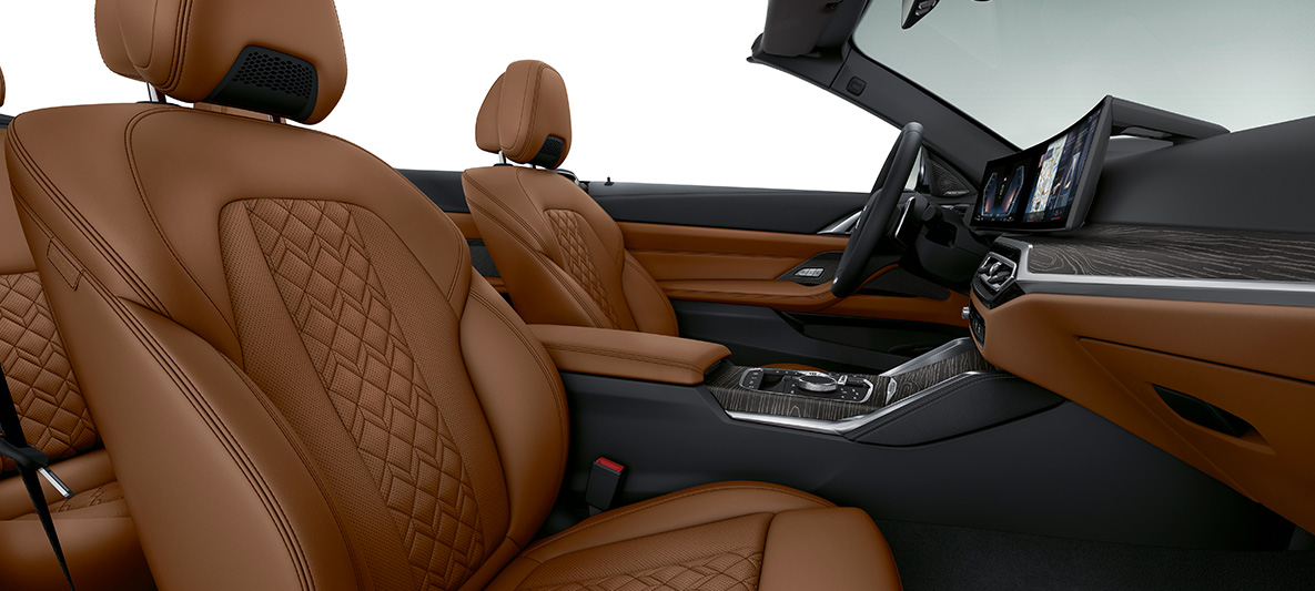 Equipamiento de cuero integral Merino BMW Individual Tartufo BMW Serie 4 Convertible Individual 2020 G23, interior Equipamiento de cuero integral Merino BMW Individual Tartufo BMW Serie 4 Convertible Individual G23 2020 interior, puesto de conducción