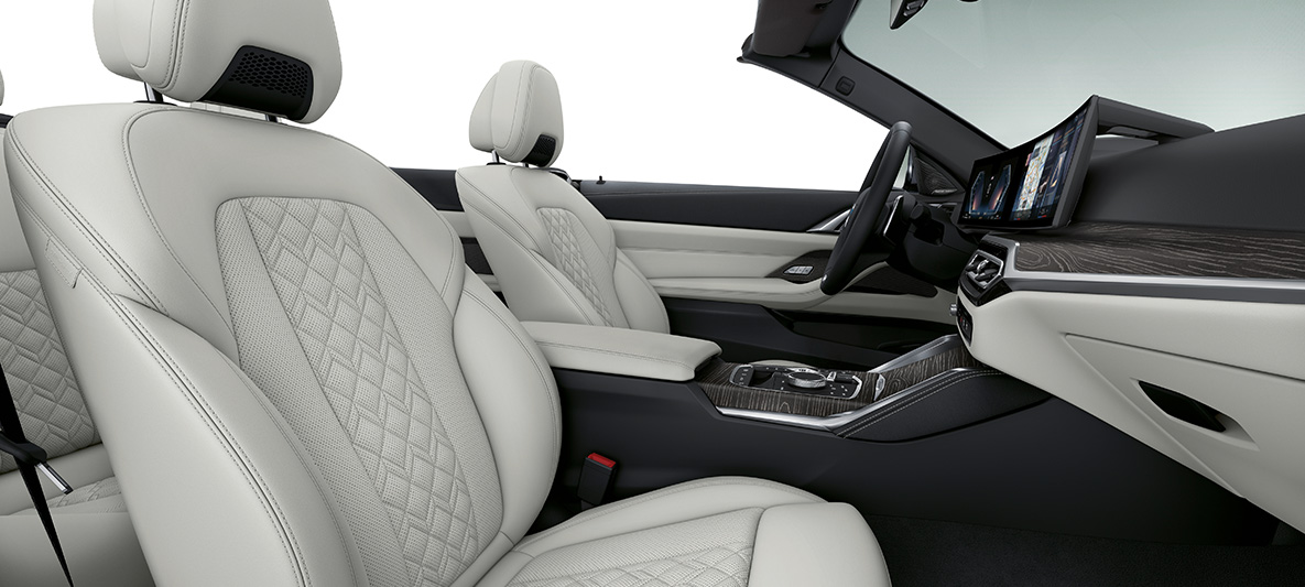 Equipamiento de cuero integral Elfenbeinweiss BMW Individual BMW Serie 4 Convertible Individual G23 2020, interior Equipamiento de cuero integral Merino BMW Individual Elfenbeinweiss BMW Serie 4 Convertible Individual G23 2020, interior