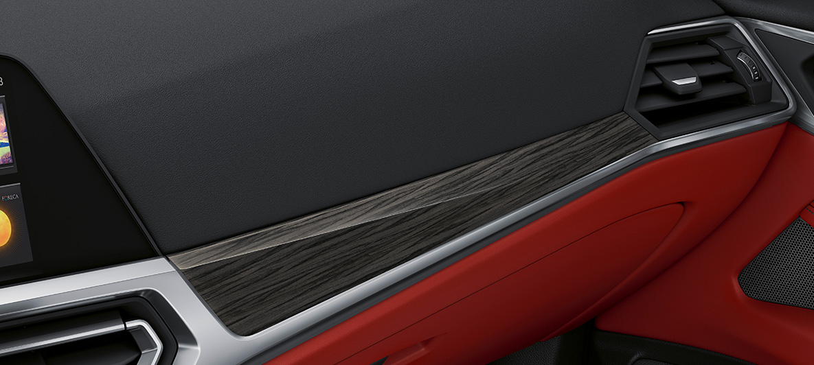 Molduras interiores en madera noble BMW Serie 4 Coupé 2020 G22 Individual Interior Molduras interiores en madera noble con molduras decorativas Perlglanz cromadas BMW Serie 4 Coupé Individual G22 2020 Interior