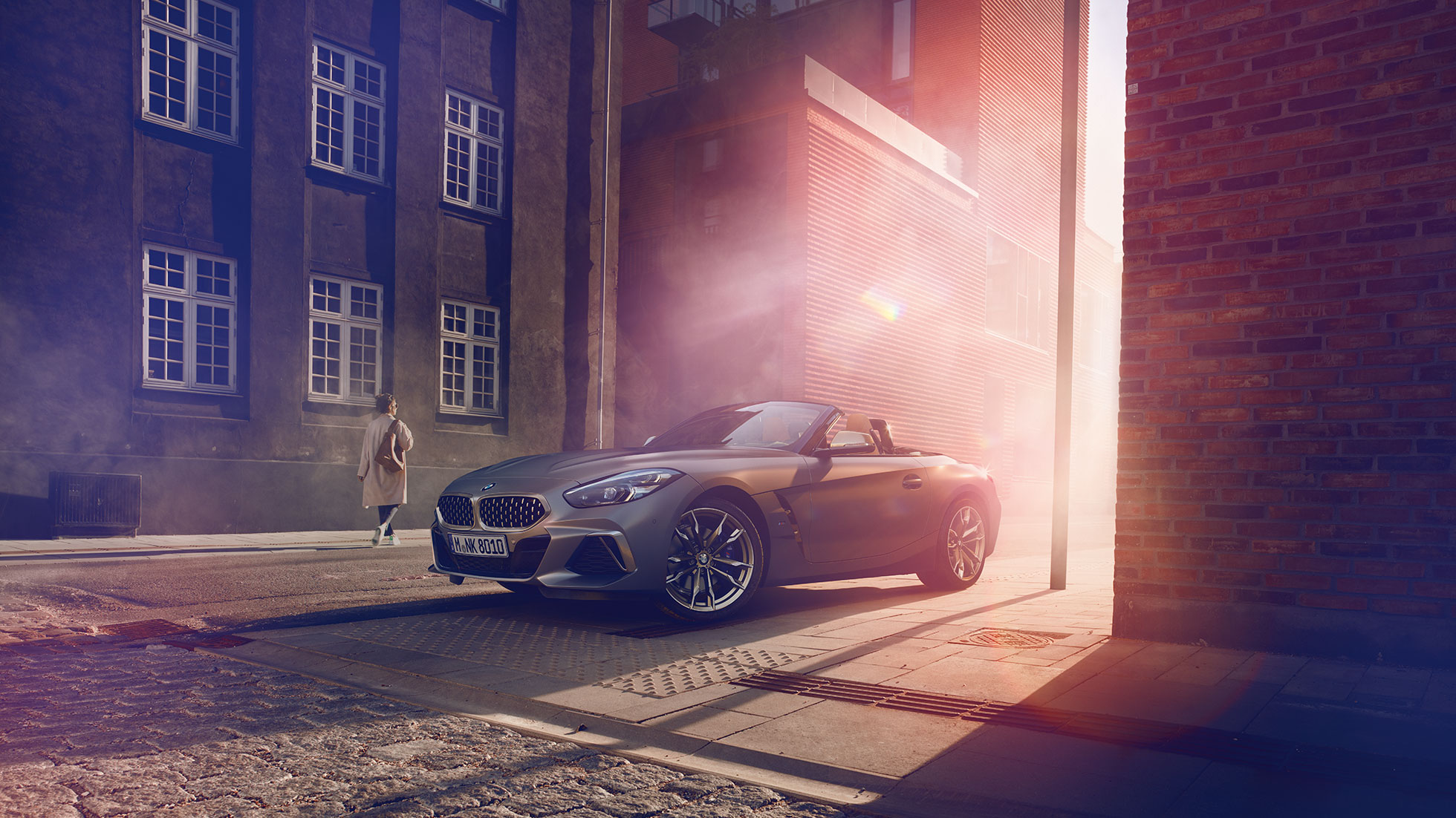 BMW Z4 M40i G29, vista de tres cuartos del frontal BMW Z4 Roadster M40i G29 2019 Cabrio BMW Individual Frozen Grey metalizado, vista de tres cuartos del frontal