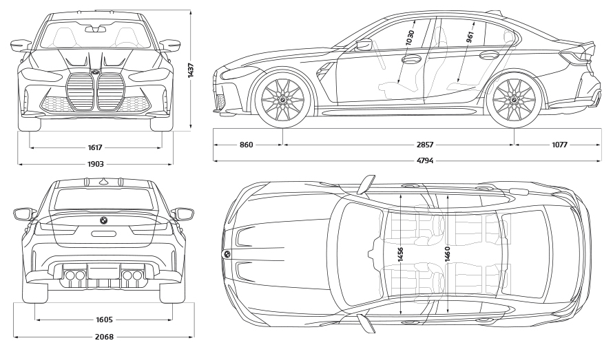 BMW M3 Sedán G80 2020 Vista lateral Perspectiva desde ángulo inferior BMW M3 Sedán G80 2020 Isle of Man Grün metalizado Vista lateral Perspectiva desde ángulo inferior