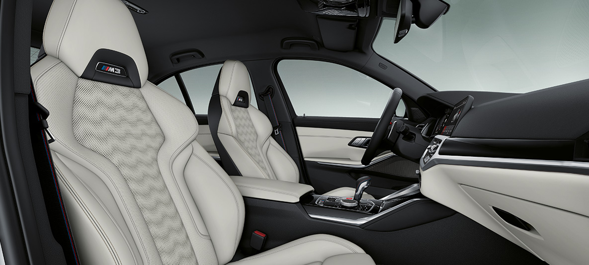 Equipamiento de cuero integral Merino BMW Individual Tartufo BMW M3 Sedán 2020 G80 Interior Equipamiento de cuero integral Merino BMW Individual Tartufo BMW M3 Sedán G80 2020 Interior Puesto de conducción