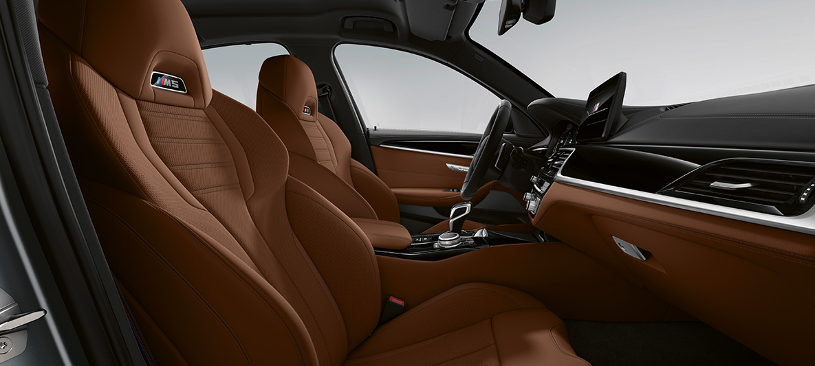 BMW Individual BMW M5 F90 2020 Equipamiento de cuero integral Merino BMW Individual Tartufo/Schwarz BMW Individual BMW M5 F90 LCI Renovación 2020 Equipamiento de cuero integral Merino BMW Individual Tartufo/Schwarz, interior