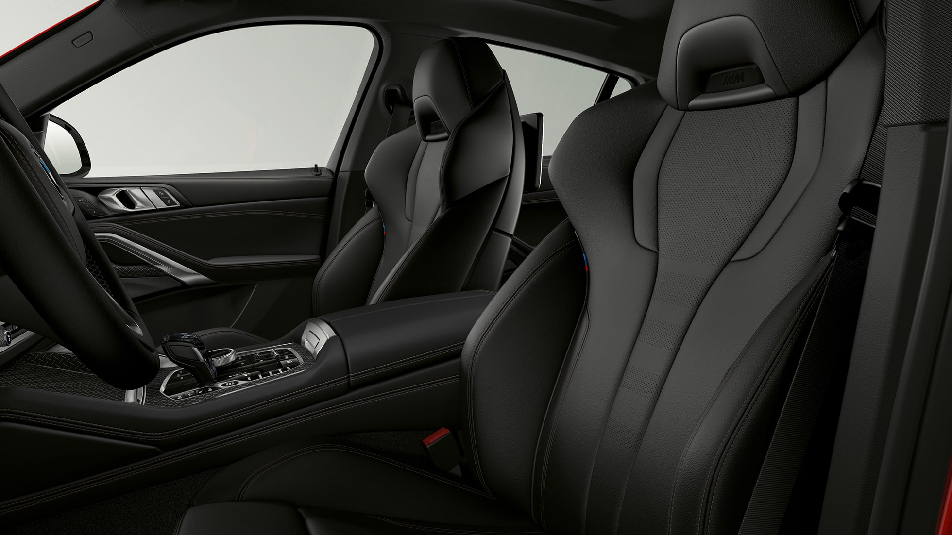 BMW X6 con BMW xLine, tapizado. Interior del BMW X6 con BMW xLine con enfoque en el tapizado.