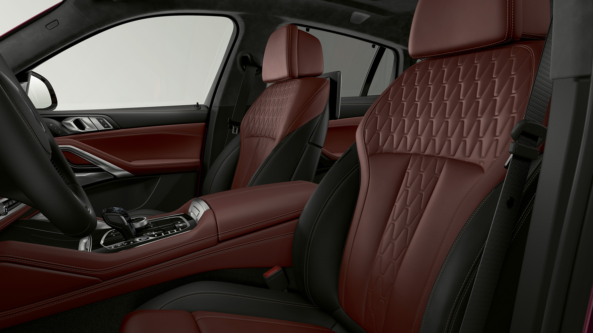 BMW X6 with BMW Individual, upholstery. BMW X6 Interior with BMW Individual with focus on upholstery.