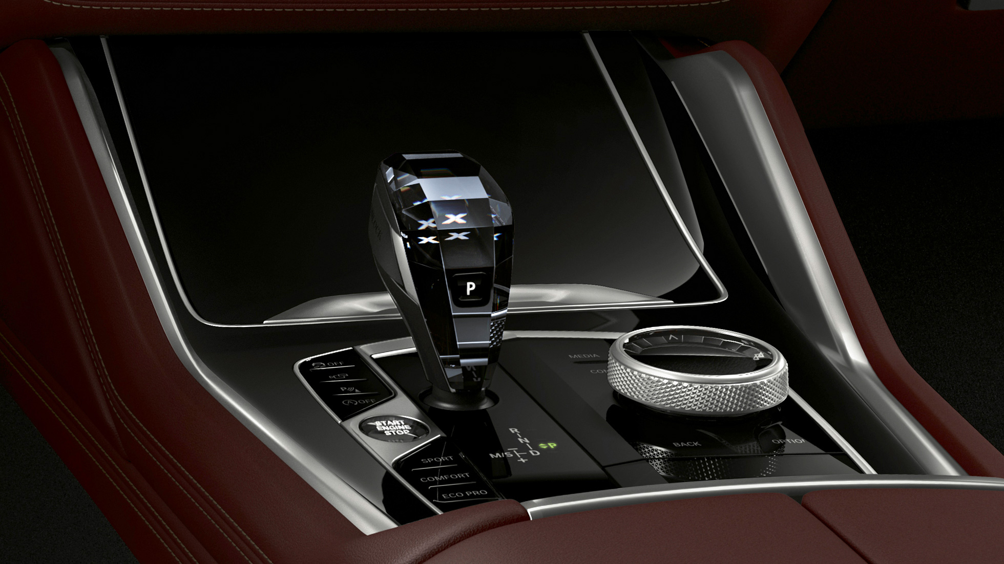 BMW X6 with BMW Individual, centre console. BMW X6 Interior with BMW Individual with focus on the cockpit.