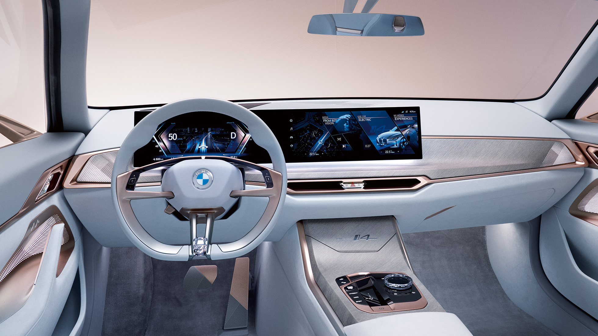 Interior 1 BMW Concept i4 2020 G26 Interior 1 BMW Concept i4 2020 G26, automóvil totalmente eléctrico, BMW Gran Coupé